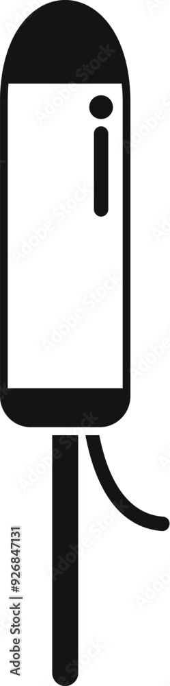Black glyph icon for digital thermometer showing high temperature Black glyph icon for digital thermometer showing high temperature
