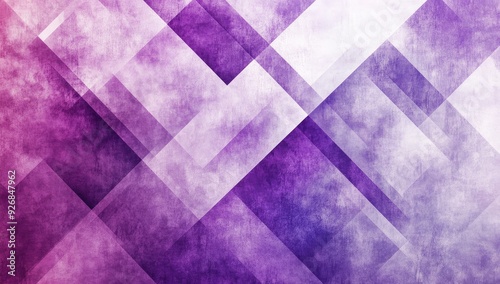 Modern Abstract Purple Background with Textured White Transparent Geometric Shapes, Layered Triangles, Diamonds, and Squares Random Pattern