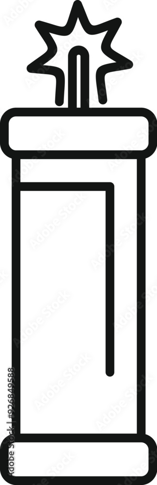 Simple, linear icon of a stick of dynamite with a lit fuse, about to explode Simple, linear icon of a stick of dynamite with a lit fuse, about to explode