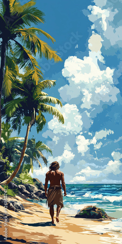 Depiction of Robinson Crusoe, main character of the 