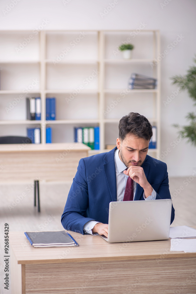 Young male employee working in the office Young male employee working in the office