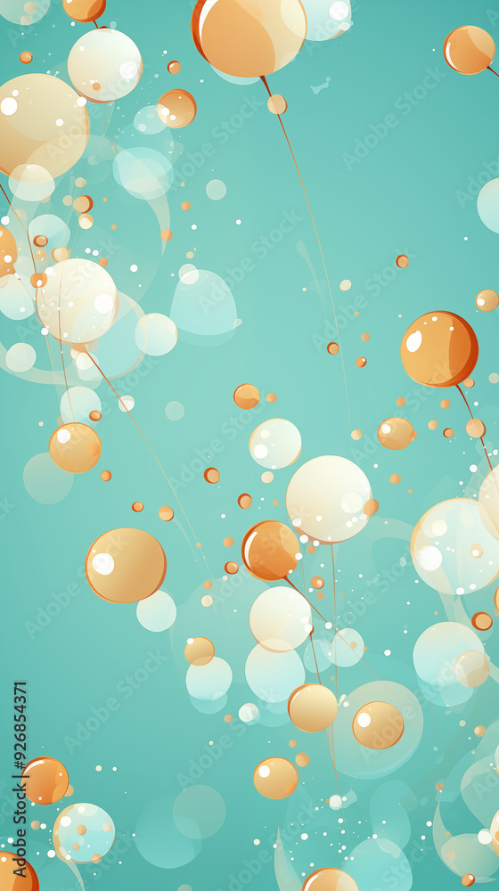 Fototapeta premium Yellow Soap Bubbles on Green Background, Abstract Image, Texture, Pattern, Wallpaper, Cover and Screen of Smartphone, Cell Phone, Computer, Laptop, 9:16 and 16:9 Format
