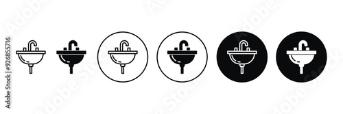 Set of Washbasin icon collection with white background. Basin, wash symbol. Vector Illustration. 