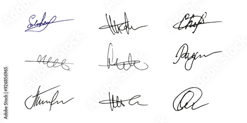 Fake signature hand drawn sample own autograph.