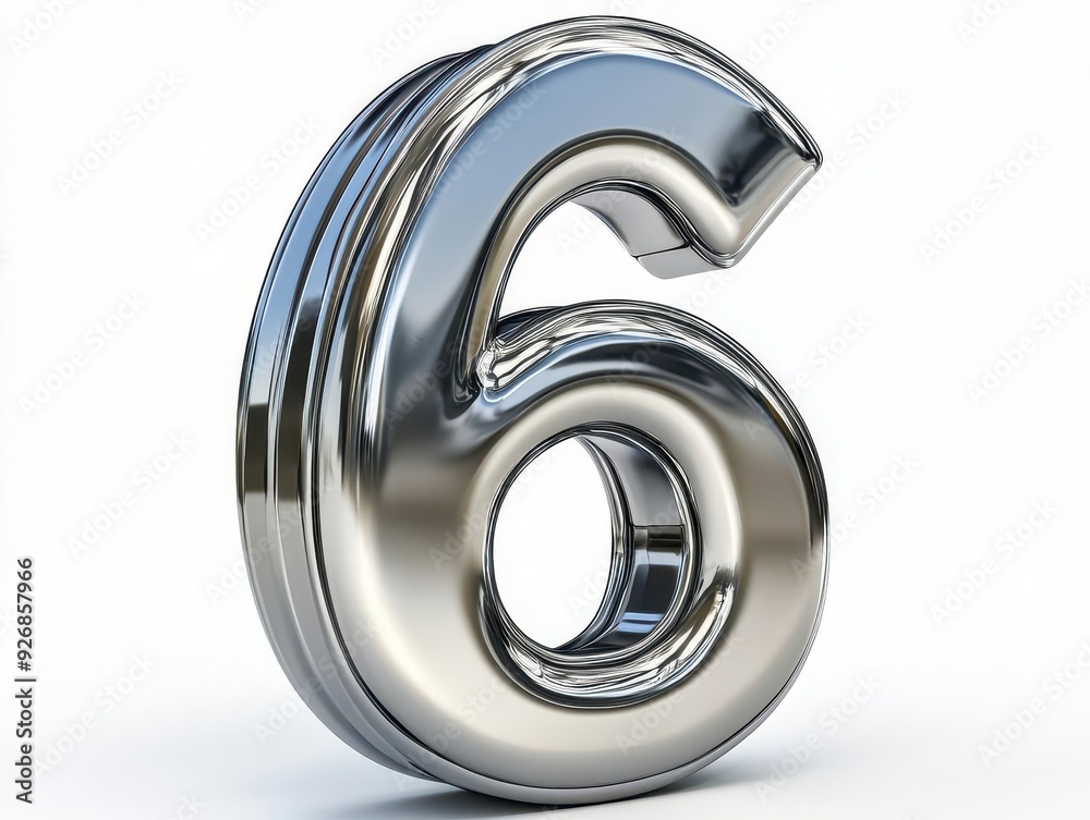 A silver metallic 3D-rendered number 