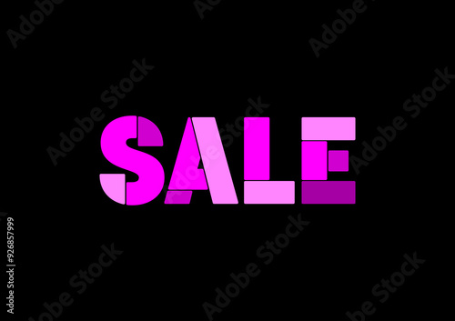 Sale in different pinks shade color in black background Art & Illustration vector