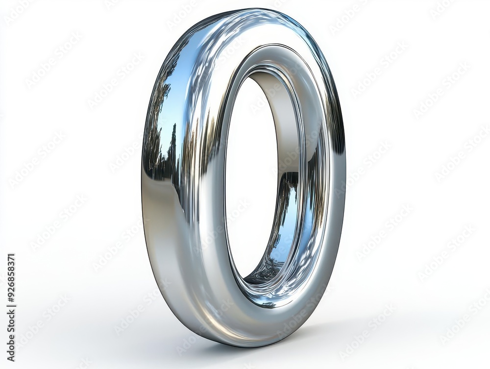 Shiny metallic silver 3D number zero, isolated on white background. Shiny metallic silver 3D number zero, isolated on white background.