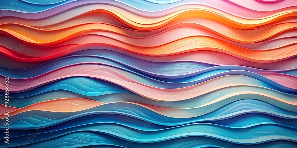 Abstract of colorful layered waves in pastel shades of blue, pink, and orange creating a serene and dynamic visual effect, abstract Abstract of colorful layered waves in pastel shades of blue, pink, and orange creating a serene and dynamic visual effect, abstract