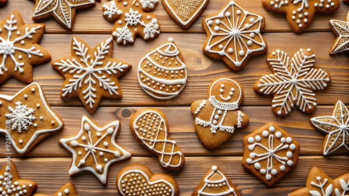 Christmas gingerbread cookies decorated with icing and festive designs, gingerbread, cookies, Christmas, holiday