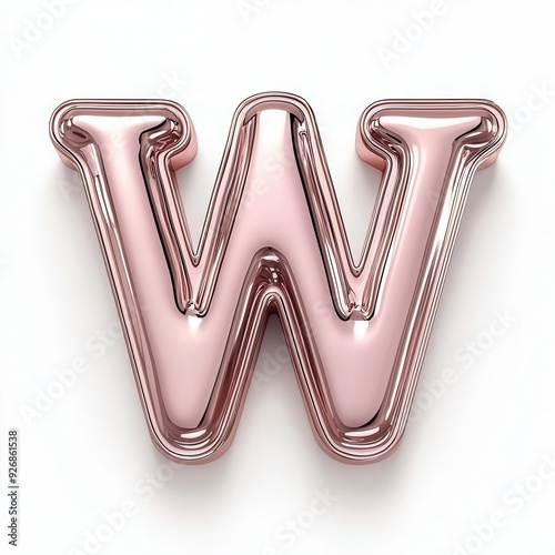 Rose gold letter W with a bold, 3D design. photo