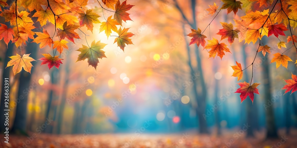 A soft blurred background of a tranquil forest setting with colorful autumn leaves, autumn, forest, background, nature, serene A soft blurred background of a tranquil forest setting with colorful autumn leaves, autumn, forest, background, nature, serene