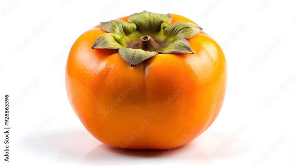 Close-up of persimmon fruit against a white background, persimmon, fruit, vibrant, fresh, juicy, healthy, diet, sweet, ripe Close-up of persimmon fruit against a white background, persimmon, fruit, vibrant, fresh, juicy, healthy, diet, sweet, ripe
