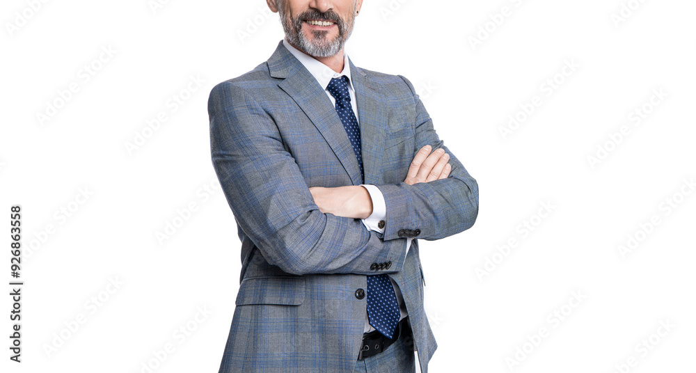 Businessman in suit menswear for business successful boss entrepreneur or office manager isolated on white, cropped view Businessman in suit menswear for business successful boss entrepreneur or office manager isolated on white, cropped view