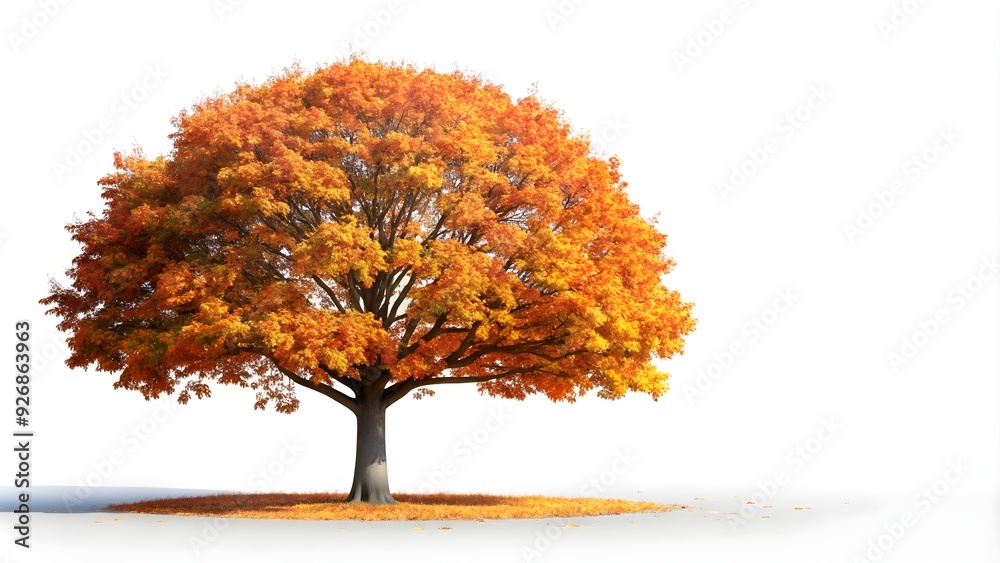 Seasonal changes depicted in a single tree with autumn leaves on a white background, tree, autumn, leaves, seasonal Seasonal changes depicted in a single tree with autumn leaves on a white background, tree, autumn, leaves, seasonal