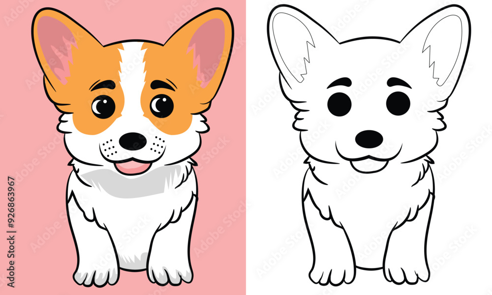 Fototapeta premium Cute Dog Cartoon Silhouette vector Illustration