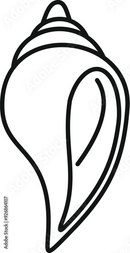 Seashell icon in outline style depicting a marine mollusc with a spiral shell, commonly found in coastal regions and oceans