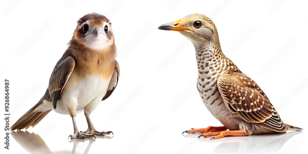 Fototapeta premium Animal and bird s on a white background, wildlife, animals, birds, nature, isolated, colorful, vibrant, artistic