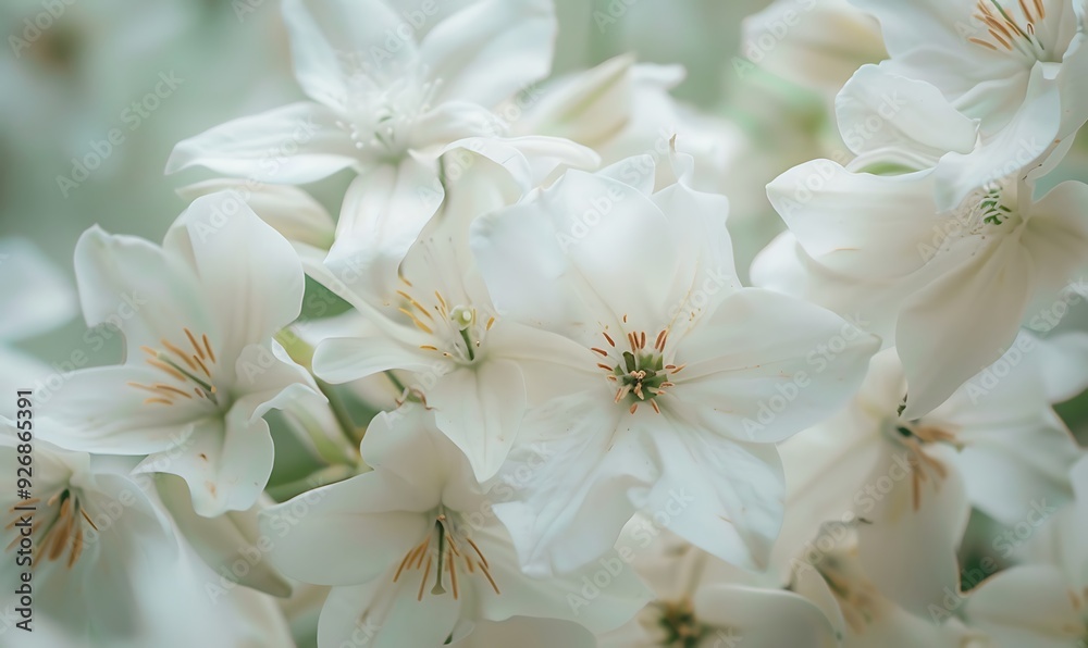Detail shot of white flowers, close-up.