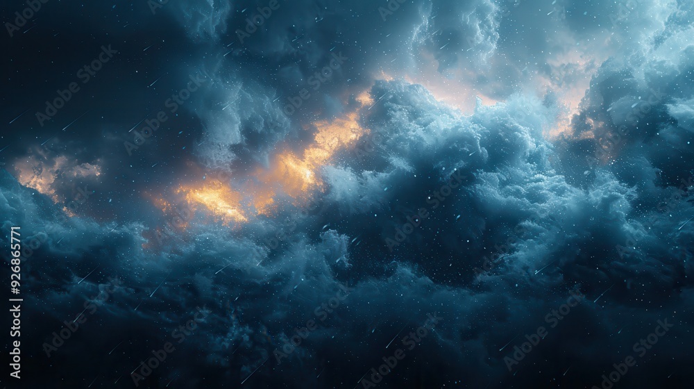 Dark Blue Clouds with Stars and Shooting Stars