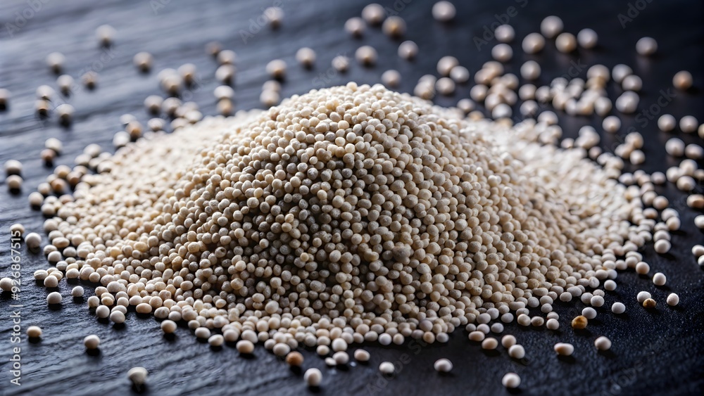 Close up of white poppy seeds on a dark background, poppy, seeds, white, close-up, macro, food, ingredient, cooking Close up of white poppy seeds on a dark background, poppy, seeds, white, close-up, macro, food, ingredient, cooking