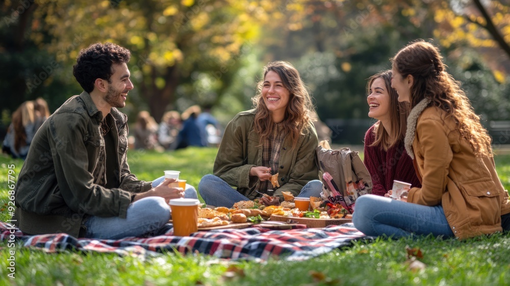 Friends Enjoying a Picnic in the Park Friends Enjoying a Picnic in the Park