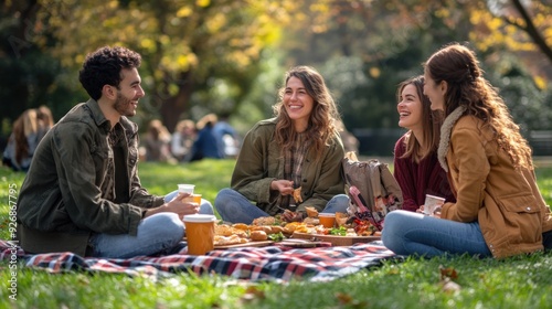 Friends Enjoying a Picnic in the Park