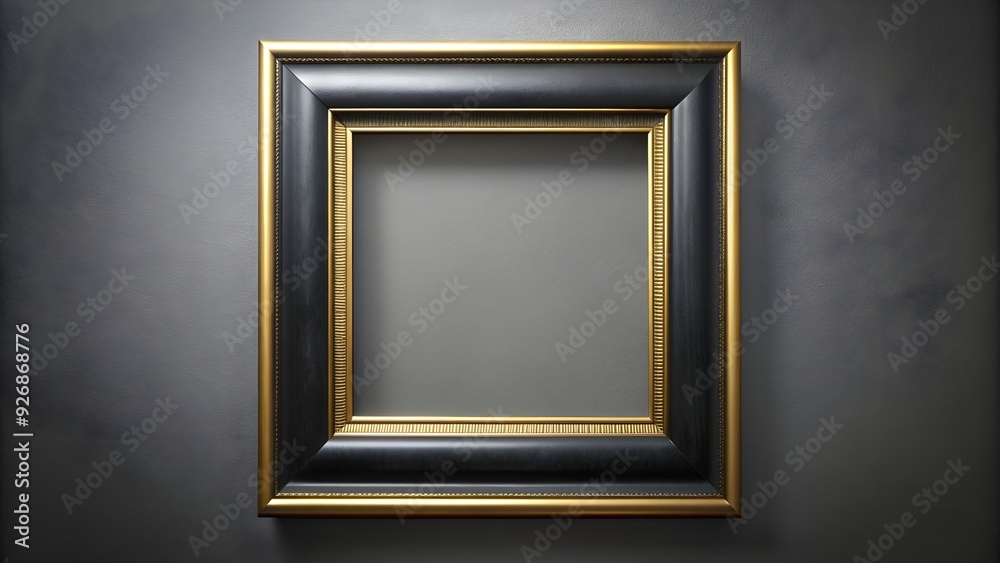 Black picture frame with gold insert on background in format, picture frame, black, gold, insert,background,format