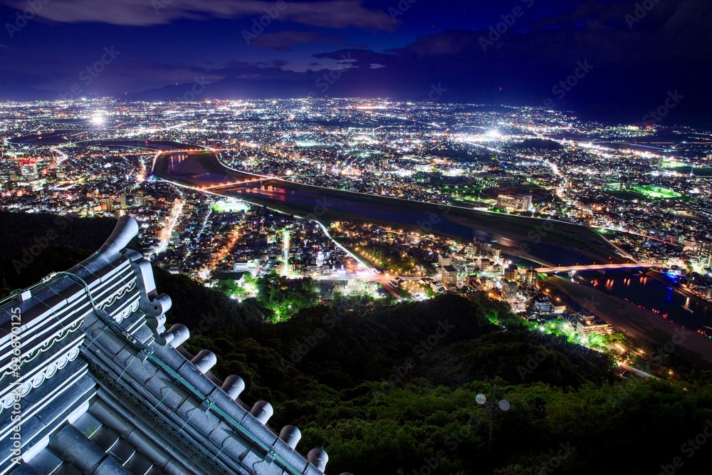 Obraz premium 岐阜市、岐阜城からの夜景(長良川方面)