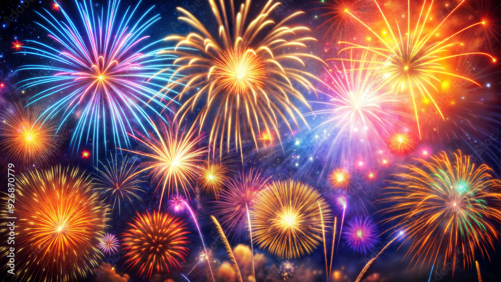 Fototapeta premium Colorful fireworks display in a night sky