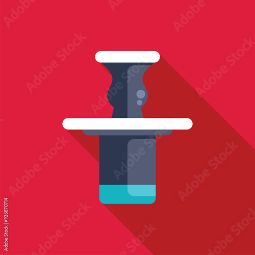 Modern hookah pipe standing on red background with long shadow, great for lounge, bar or restaurant concepts