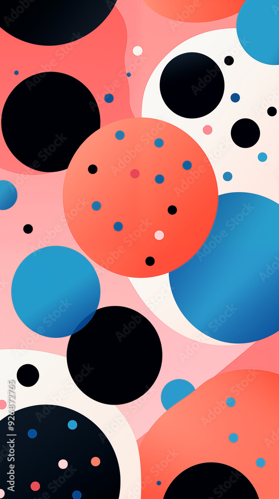 Blue Circles, Dots, Balls on Pink Background, Abstract Image, Texture, Pattern, Wallpaper, Cover and Screen of Smartphone, Cell Phone, Computer, Laptop, 9:16 and 16:9 Format