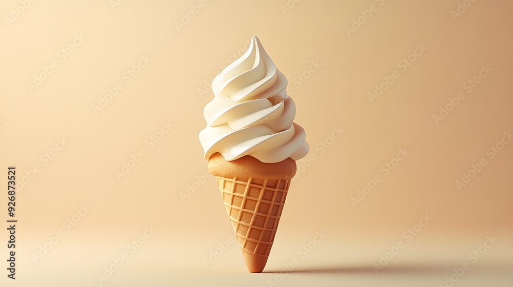 Soft Serve Ice Cream Cone on Beige Background. Soft Serve Ice Cream Cone on Beige Background.