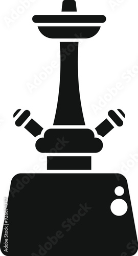 Black silhouette of a classic hookah standing on a table, ready to be used