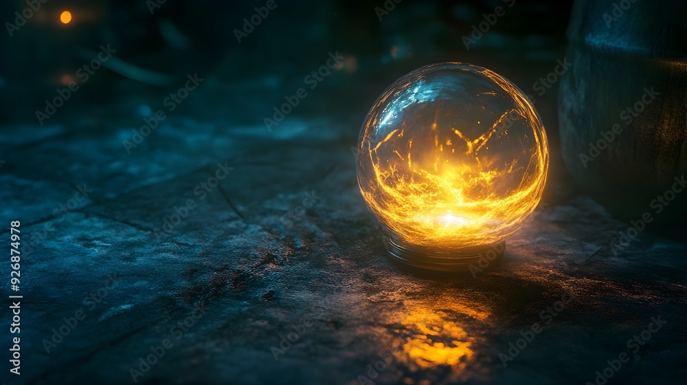 Glowing Magical Object Illuminating Mysterious Ethereal Setting Glowing Magical Object Illuminating Mysterious Ethereal Setting