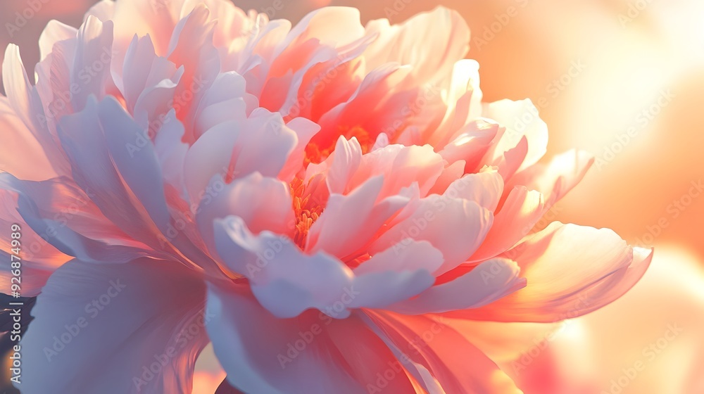Glowing Peony Bloom in Golden Hour Lighting Glowing Peony Bloom in Golden Hour Lighting