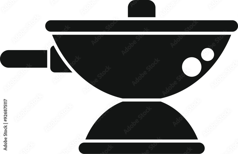 Boiling water in covered saucepan standing on a stove cooking food icon in simple style on a white background Boiling water in covered saucepan standing on a stove cooking food icon in simple style on a white background