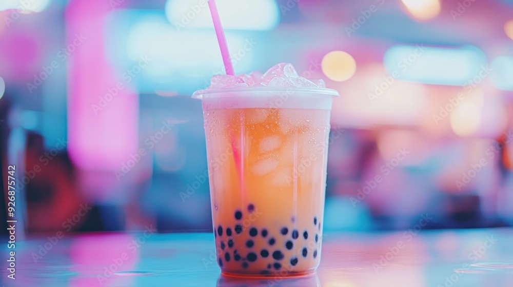 Refreshing Bubble Tea with a Blurry Background Refreshing Bubble Tea with a Blurry Background