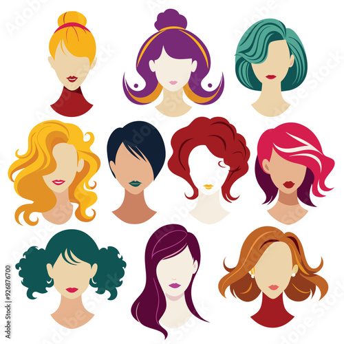 vector set of women hair style