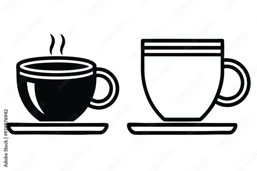 Coffee cup icons set Black and white design Vector illustration Coffee cup icons set Black and white design Vector illustration