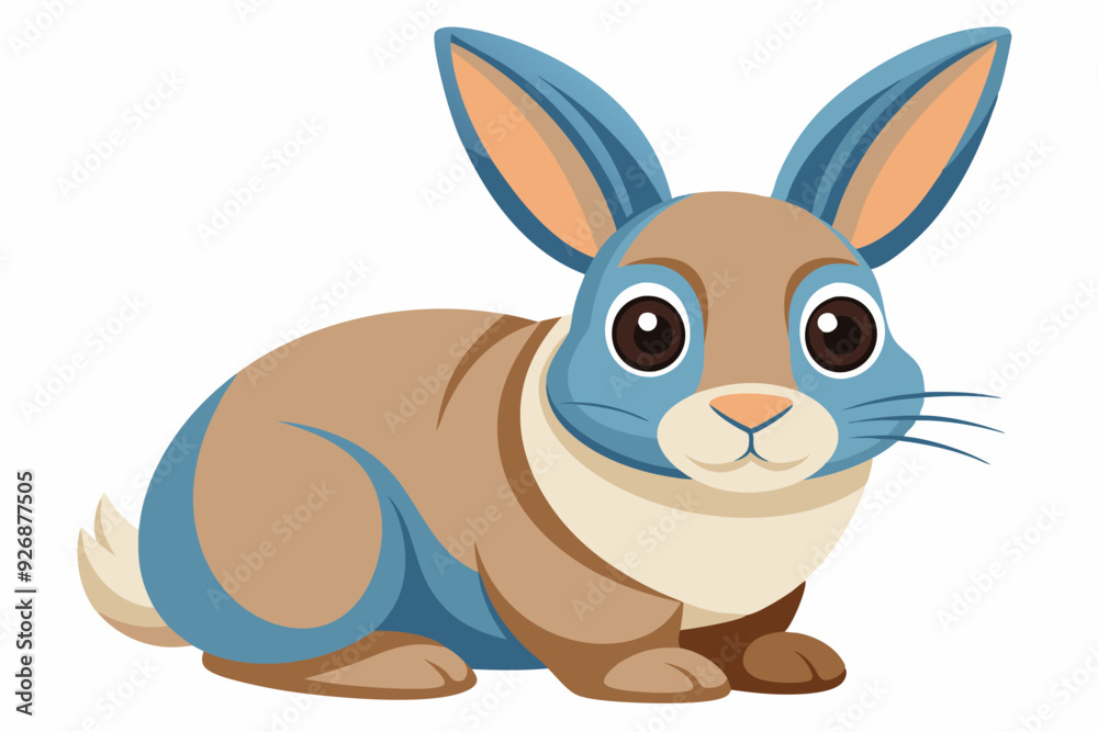 Cartoon illustration of a blue and brown rabbit sitting Cartoon illustration of a blue and brown rabbit sitting