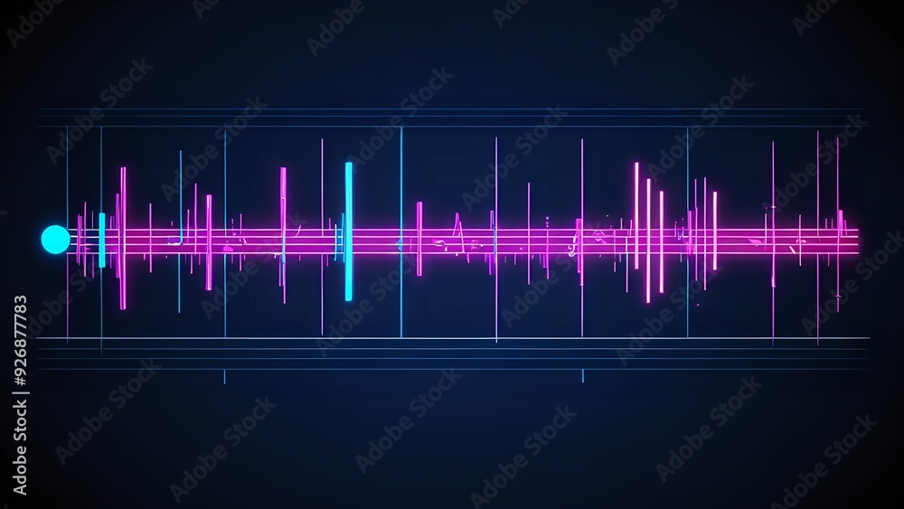 Fototapeta premium Abstract digital art with neon lines on a dark background.