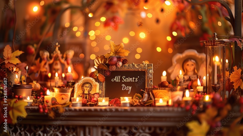 Veneration of Saints: All Saints' Day, sacred occasion dedicated to memory, veneration of holy persons who have attained sainthood, celebrated with prayers, rituals, deep spiritual reflection. Veneration of Saints: All Saints' Day, sacred occasion dedicated to memory, veneration of holy persons who have attained sainthood, celebrated with prayers, rituals, deep spiritual reflection.