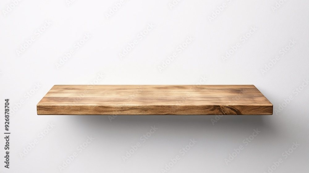Rustic Wooden Shelf Against White Wall: A simple yet elegant wooden shelf, mounted against a clean white wall, provides a perfect backdrop for showcasing products, artwork, or decorative objects. Rustic Wooden Shelf Against White Wall: A simple yet elegant wooden shelf, mounted against a clean white wall, provides a perfect backdrop for showcasing products, artwork, or decorative objects.