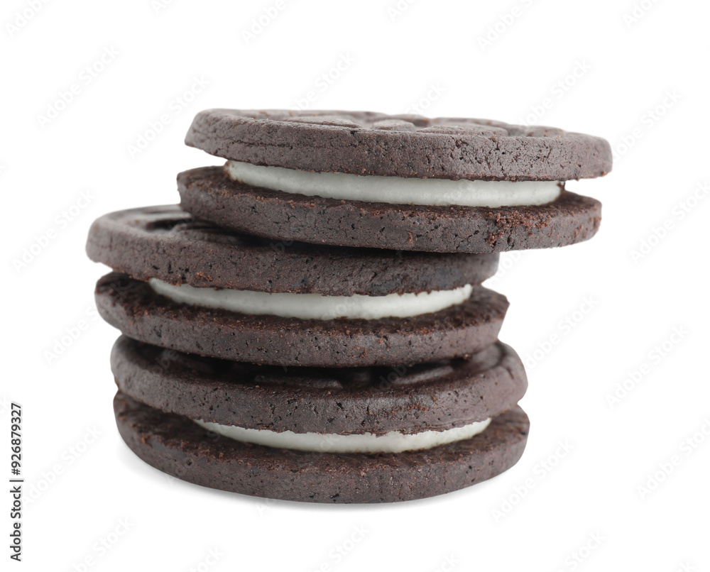 Three tasty sandwich cookies isolated on white Three tasty sandwich cookies isolated on white