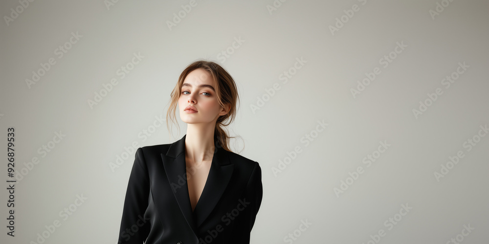 Business woman in studio wearing a blazer Business woman in studio wearing a blazer