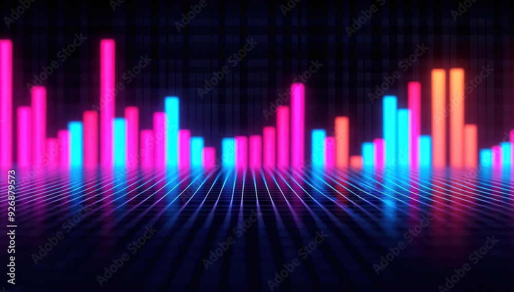 Performance metrics analysis, detailed charts and glowing key points, 3D illustration Performance metrics analysis, detailed charts and glowing key points, 3D illustration