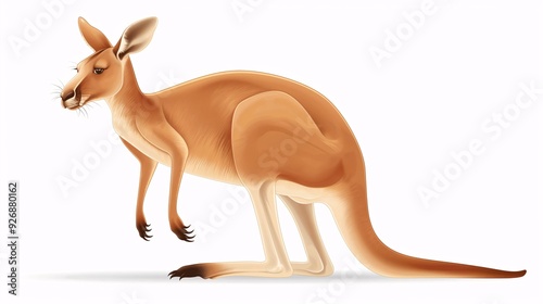 Red Kangaroo: A majestic red kangaroo stands tall, showcasing its powerful physique and distinctive features. Capture the essence of Australia's iconic animal in this realistic illustration.