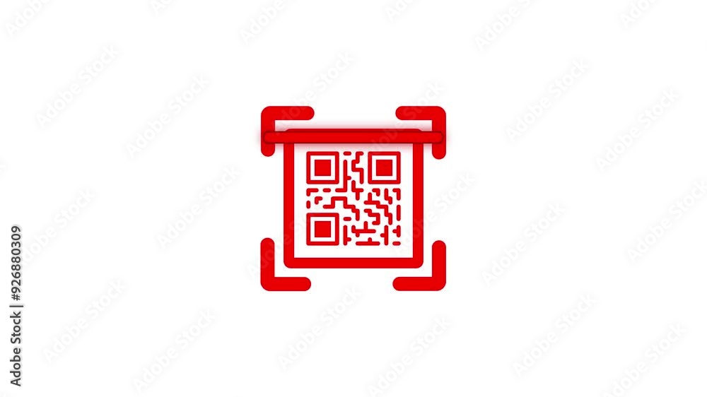 QR code animation. Scan qr code icon with laser. Isolated on white ...