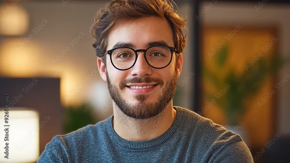 A young, charismatic man in a contemporary workplace presents an interesting and educational proposal. A young, charismatic man in a contemporary workplace presents an interesting and educational proposal.