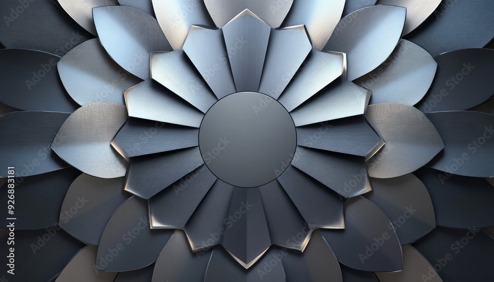 Abstract Metallic Flower with Central Circle